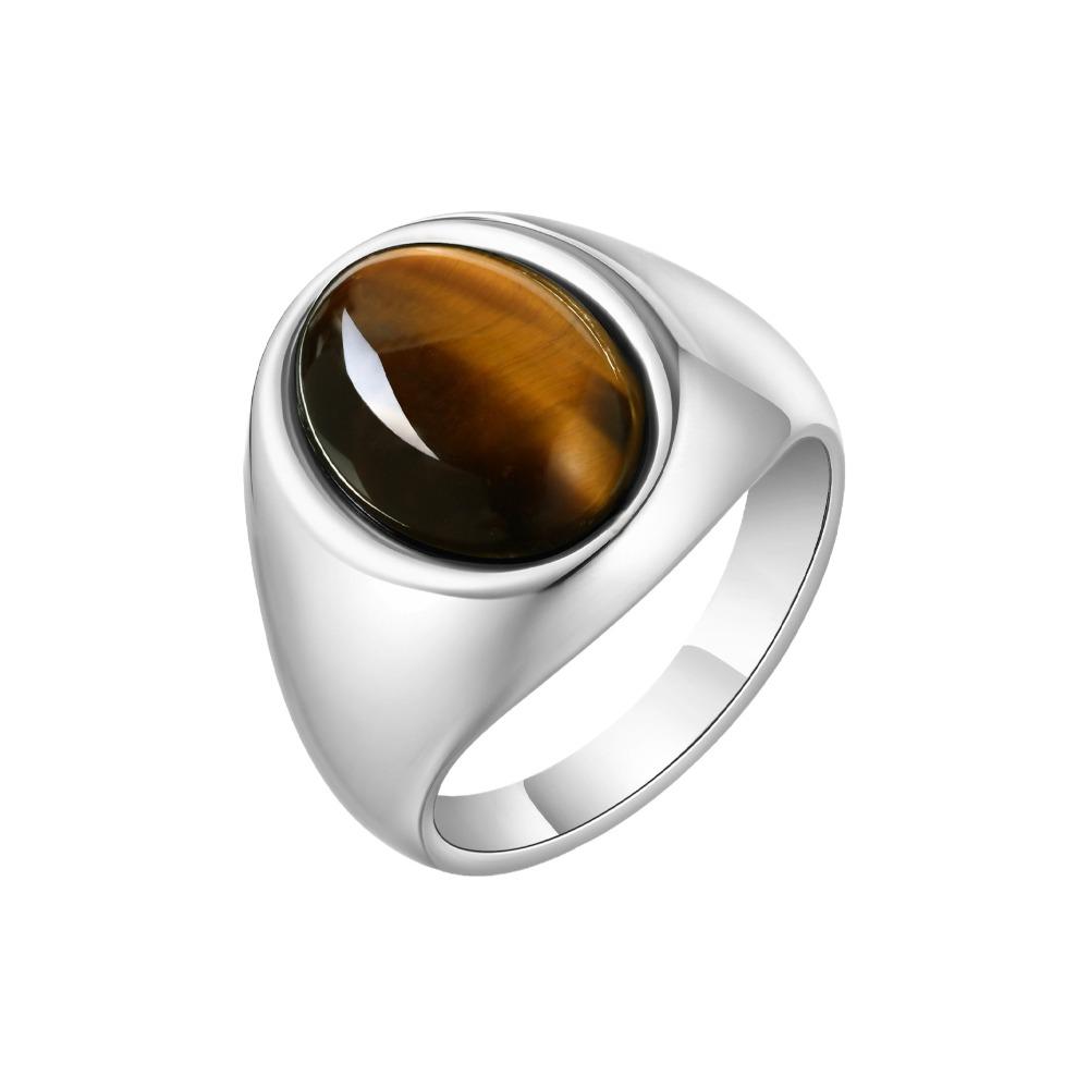 Vintage Glaze Ring Stainless Steel Oval Finger Ring Gothic Punk Rock Stone Eye Ring  Party Favors