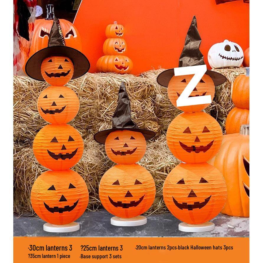 Luminous DIY Halloween Pumpkin Lantern Decoration for Kindergarten Window Display.