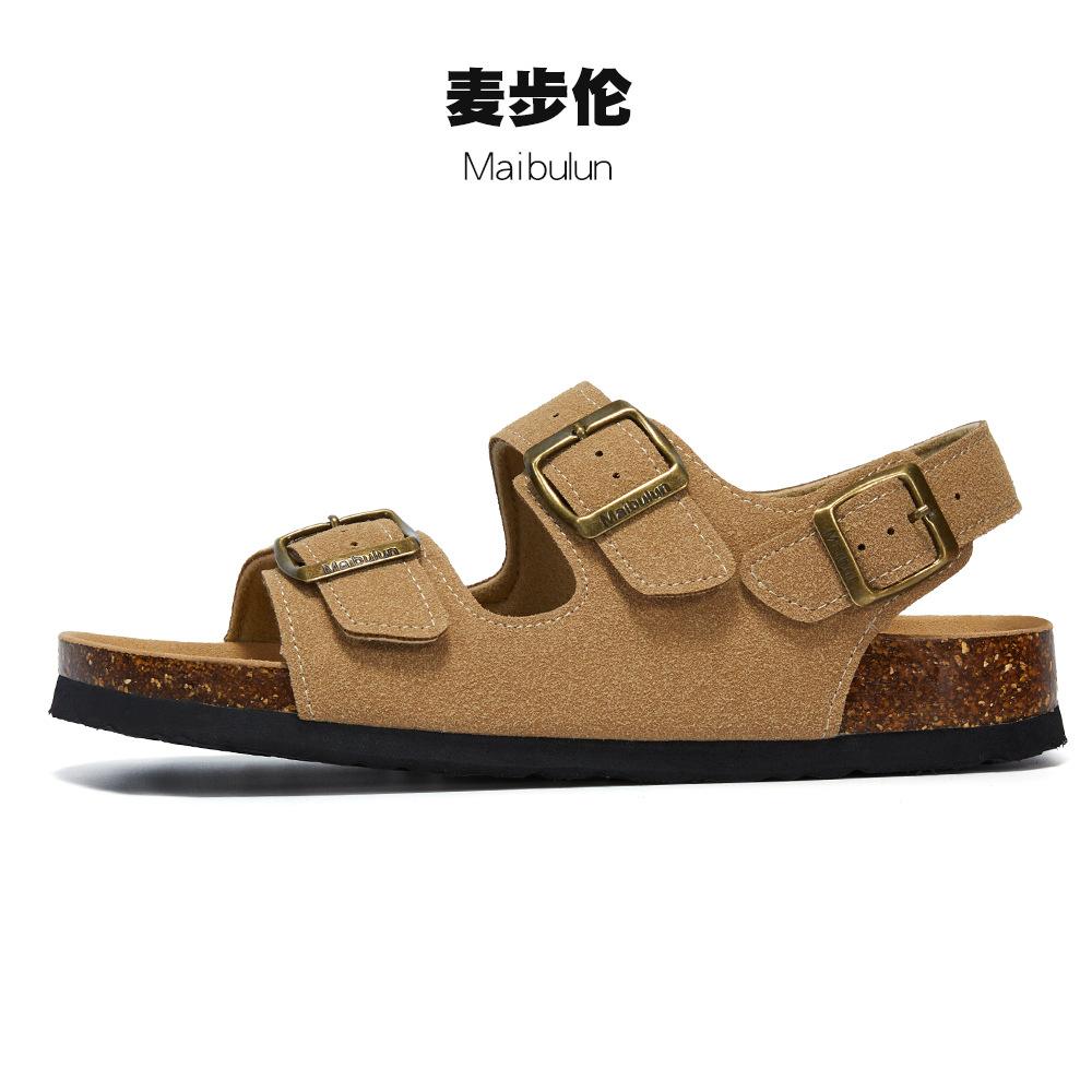Fashion Gladiator Rear Strap Cork Sandals Women Thicken Soled Brand Couples Travel Beach Sandales Flat Shoes Buckle Belt Clogs Sandalias