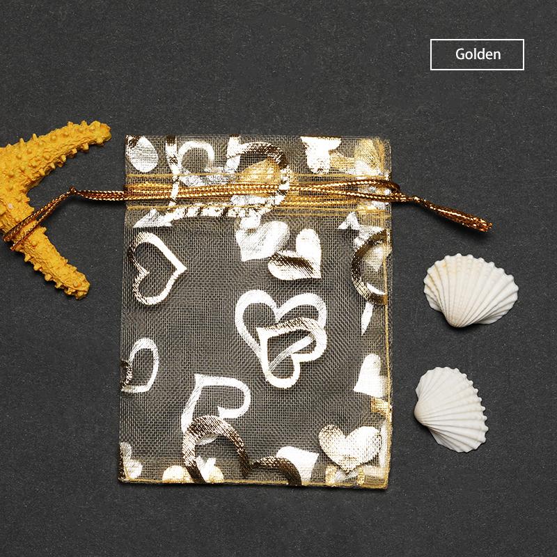 50pcs Love Heart Organza Bags Wedding Gift Christmas Bags Tulle Favor Sack Jewelry Popular Drawstring 7X9 9X12 11X16 13X18cm