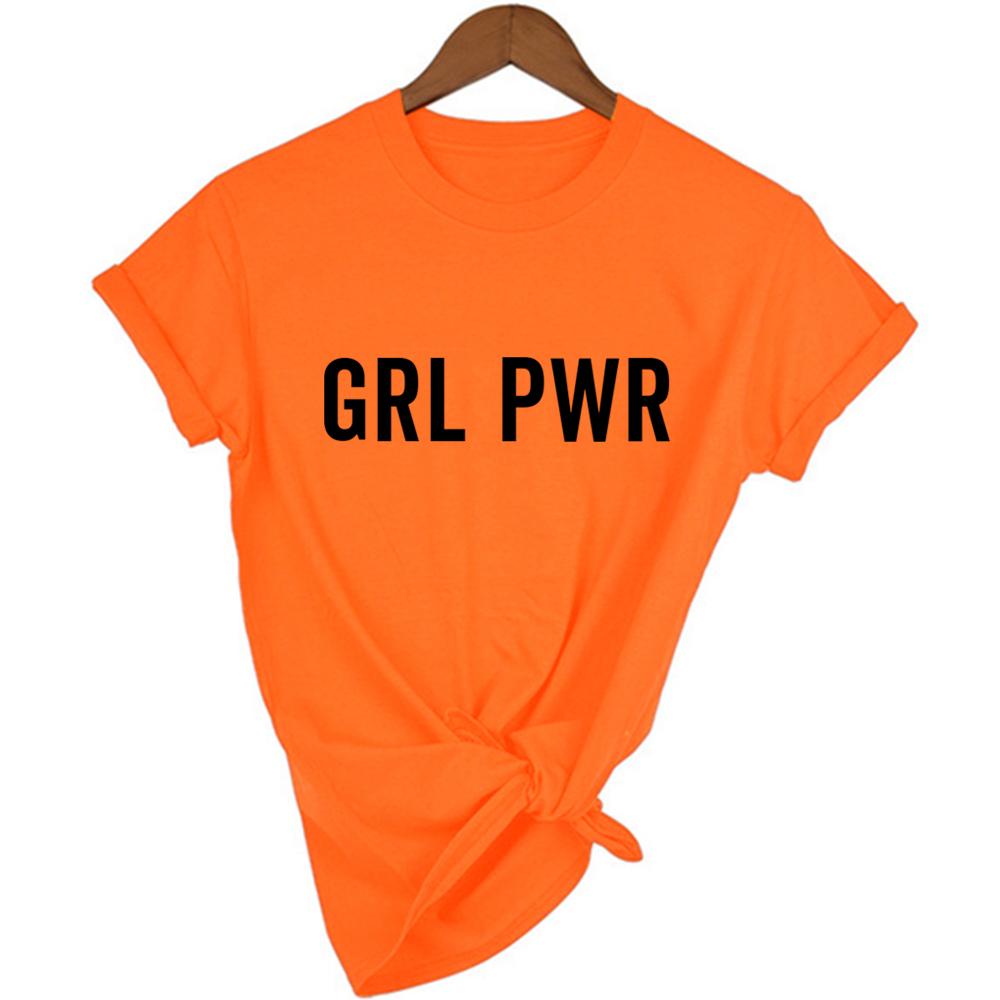 Grl Pwr Print Girl Power Female T Shirt Feminist Shirts 90S Casual Tee Tops Women S 4XL