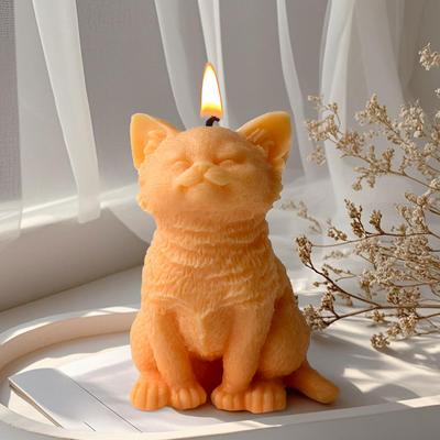 DIY Animal Pet Sitting Cat Teddy Dog Silicone Mold Handmade Scented Candle Plaster Resin Ornament Mould Candle Making Supplies