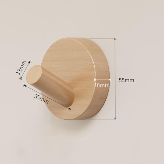Adhesive Wall Hook No Drill Wooden Hook Wood Oil Waterproof Processing Hook for Bathroom Kitchen Coat Towels