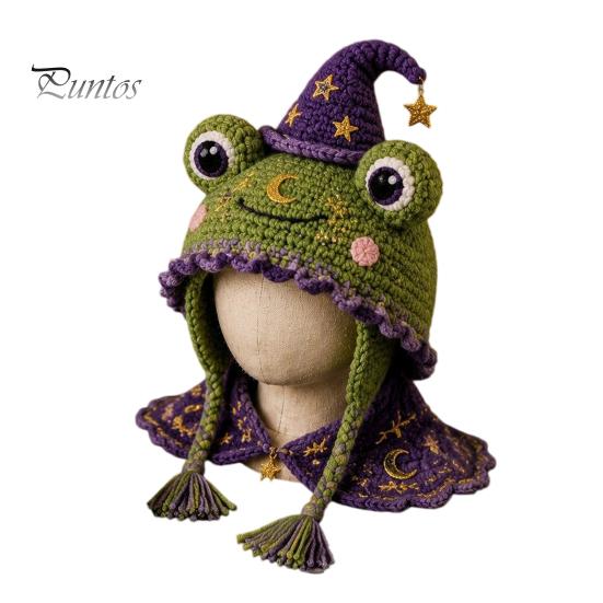 Beginner Friendly Yarn Arts Animal Hat Crochet Kit, Fantasy Hood DIY Cute Craft Gifts for Adults Unicorn Fox Frog Earflap Crafting Kit Teens Halloween