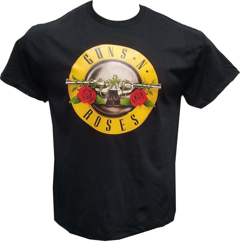 Guns N  Roses Logo Black T-shirt Rock Band XXL