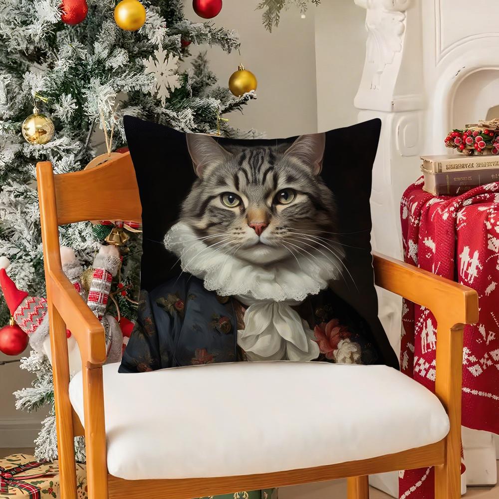 Quirky Elegant And Luxurious Crown Cat Pillow Case Silky Short Plush With Invisible Zipper Dustproof Sofa Cushion Cover