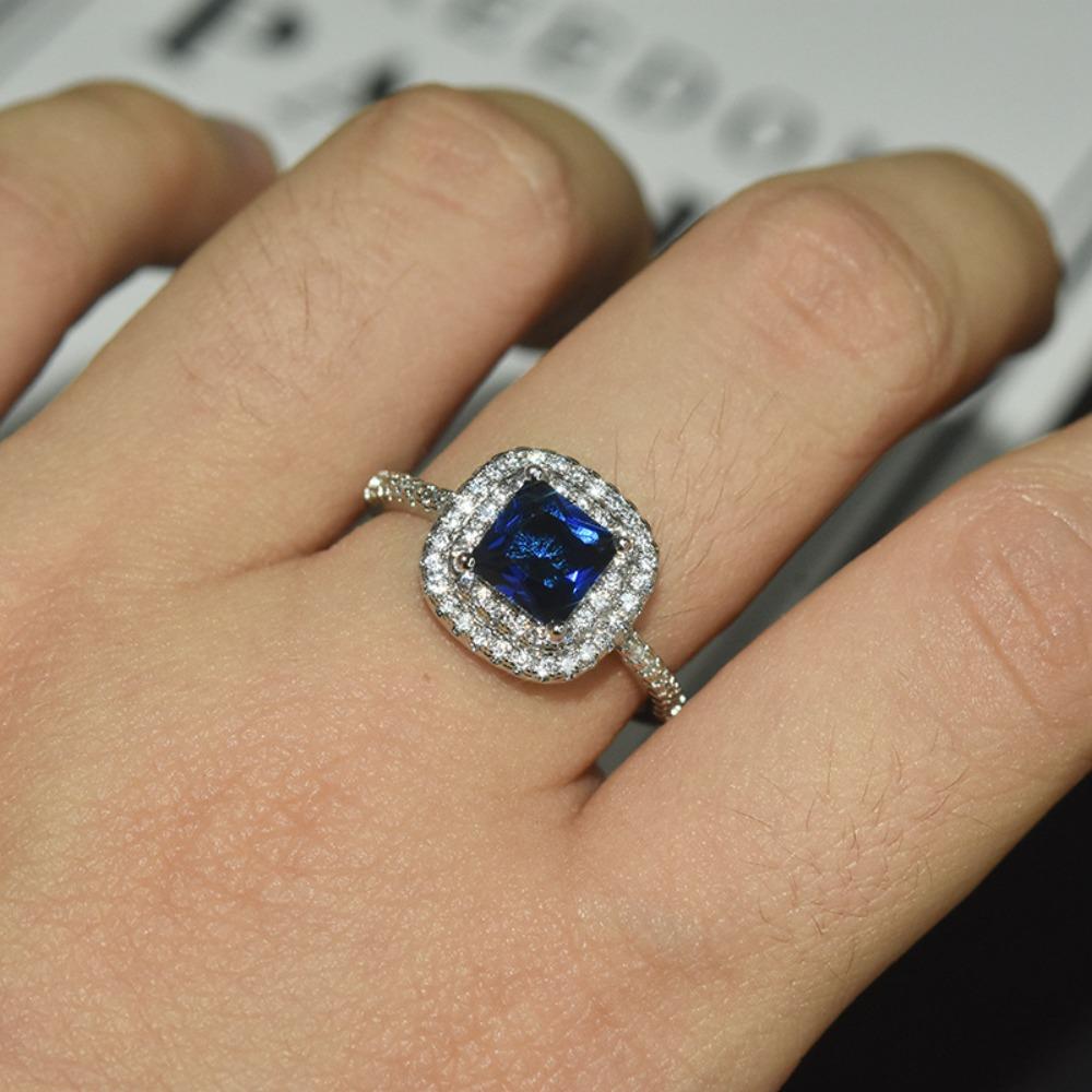 Women Jewelry Set Princess Cut Simulated Moissanite Adjustable Ring Full Diamond Micro Pave Earrings Pendant Necklace