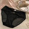 Lady Summer Light Luxury Sexy Pure Desire Lace Satin Bow Hollow Net Gauze Ice Silk Briefs