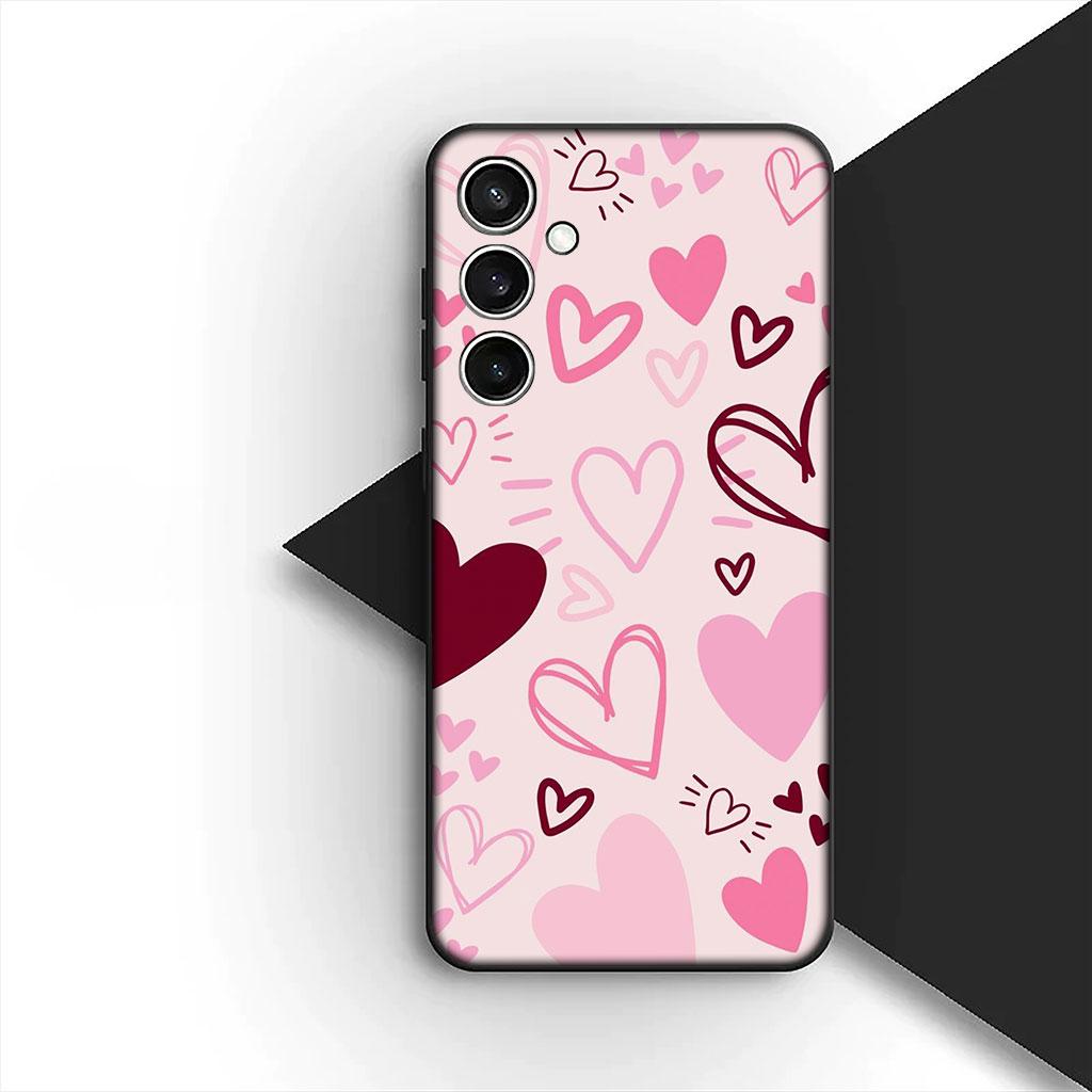 Phone Cover for Xiaomi Redmi Note 14 13 Pro Plus ProPlus 14C 13c Pro+ 5G Soft Silicone Case Star Dark Red Heart Love
