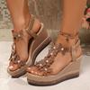 Women's Wedge Sandal Platform Low Heels Sandals Comfortable Strappy Summer Beach Walking Shoes for Women Open Toe Ankle T-Strap Dressy Bohemian Shoes