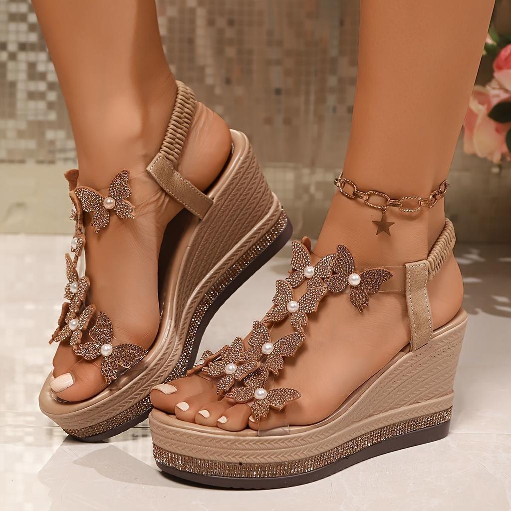 Women's Wedge Sandal Platform Low Heels Sandals Comfortable Strappy Summer Beach Walking Shoes for Women Open Toe Ankle T-Strap Dressy Bohemian Shoes