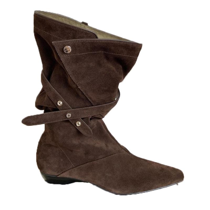 2026Nuovi Stivali da Donna di Design Moda Scarpe con Tacco Basso da Vestito Punta Acuta Stivaletti alla Caviglia Botas Invernali Retrò Mujer Chelsea Stivaletti Corti