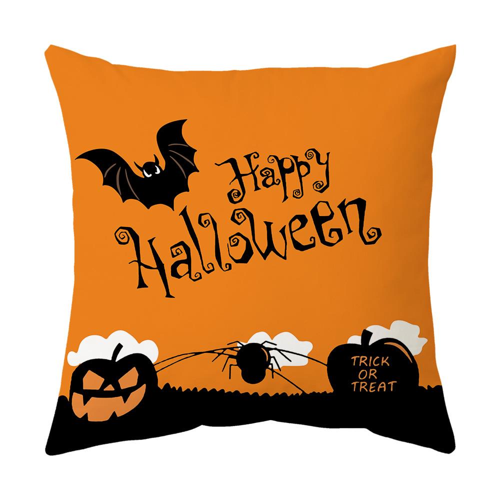 Halloween Pillow Case Orange and Black Horror Castle Spider Web Printed Cushion Cover Halloween Pillowcase Party Decorations