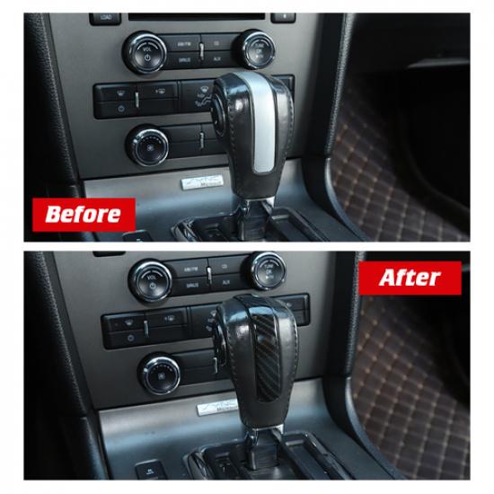Car Gear Shift Knob Trim Cover Accessories for Ford Mustang 2010-14 Carbon Fiber