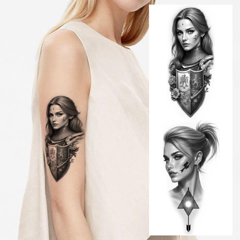 12pcs Temporary Tattoo  waterproof long-lasting body stickers Native American Chief Tattoo Fantasy Woman Tattoo Wizard Tattoo