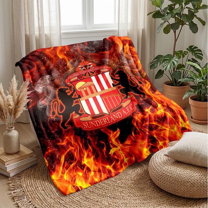 Sunderland Football Print Flannel Blanket, Soft Warm Lightweight Throw Blanket for Sofa Bed Camping