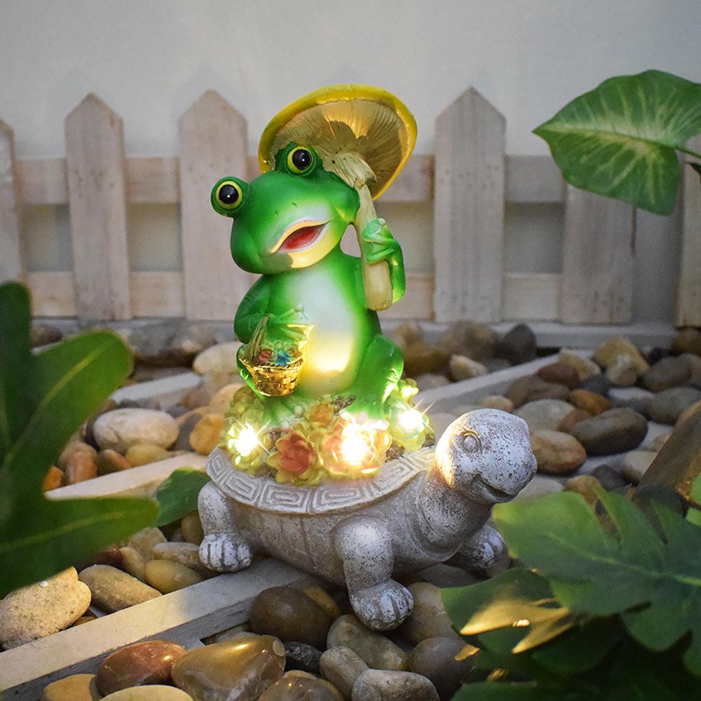 Solarbetriebene Outdoor-Schildkröten-Harzstatue mit Sukkulenten-Figur und dekorativem Licht