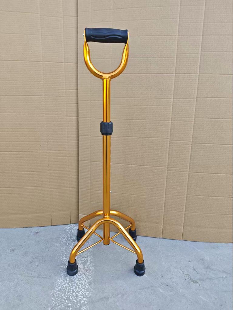 Bengala Quádrupla Ajustável em Altura, Liga de Alumínio e Aço Inoxidável Telescópica para Idosos.