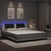 VidaXL Bed Frames with LED Lights, Double Bed with Headboard Cushion, Bedroom Adult Bed, Modern, White Black 3214130