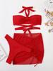 3 Pieces Bikini Women Swimsuits Halter Bikinis Set Bandage Female Swimwear Bathing Suits Beachwear Swimming Suits