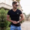 Muscleguys Men's Summer V-neck Casual Fitness Slim Comfortable Knitted Short Sleeves Breathable Tops