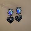 Hollow Out Heart Rhinestone Necklace Crystal Pendant Heart Drop Earrings Necklace Earrings  Party