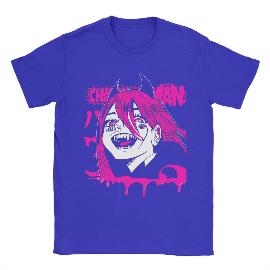 Men T-Shirt Kawai Power Chainsaw Man Crazy 100% Cotton Tees Short Sleeve T Shirts Round Collar Tops Printed