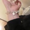 Glass Crystal Square Pendant Bracelet Fashionable Light Luxury High-end Bracelet Temperament Versatile Niche Jewelry Women