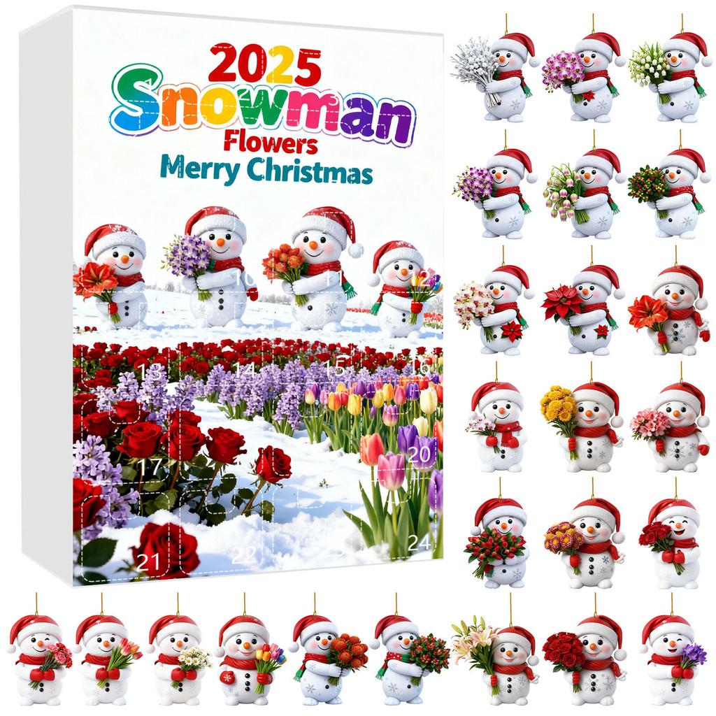 Christmas Countdown Calendar With Snowman Acrylic Ornaments For Holiday Gift Exchange