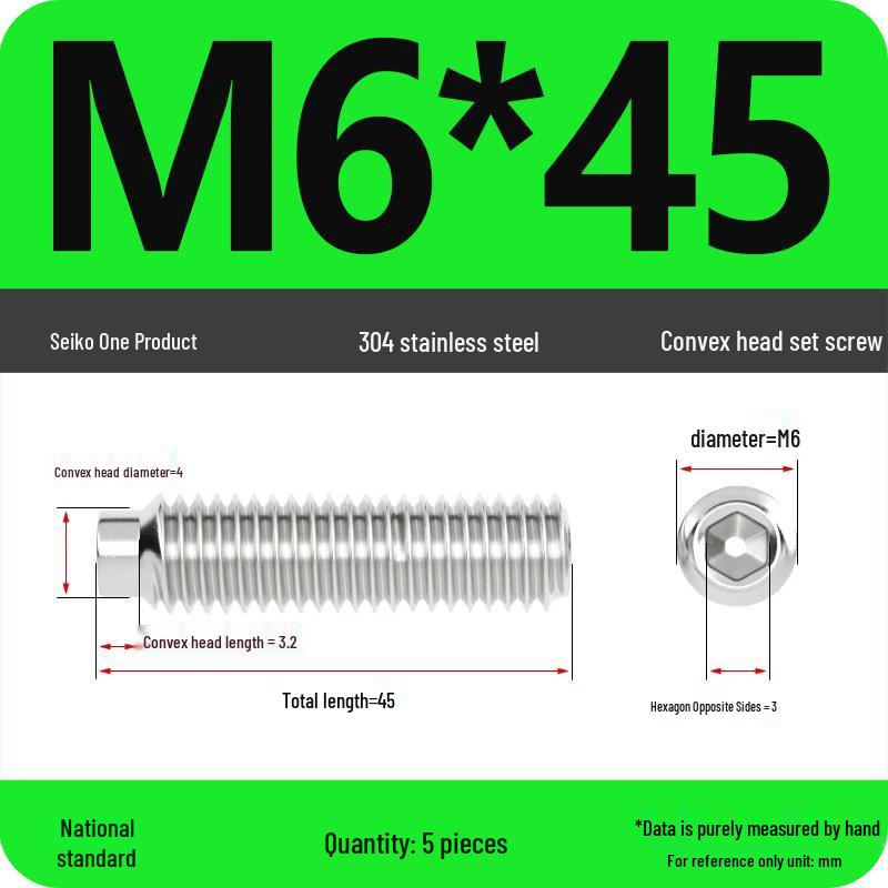 304 Stainless Steel Cup Point Grub Screw - Sizes M3 To M10