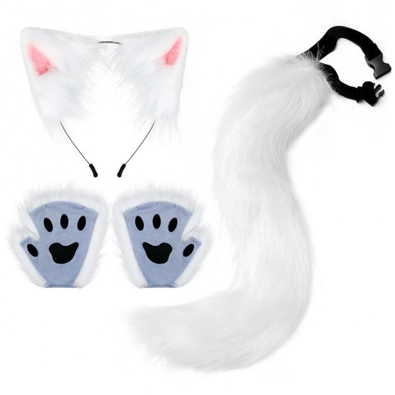 Handgemaakte Kattenoren Hoofdband Met Klauw Handschoenen Set Halloween Cosplay Feest Kostuum Accessoire