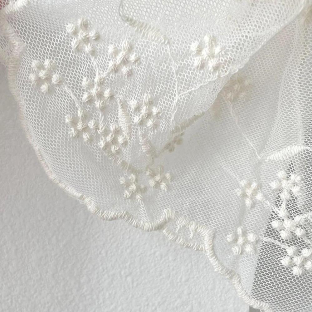 Versatile Retro Women's Lace Scarf Korean Version of Literary Embroidered Flower Neck Protection Scarf Long Female Headscarf