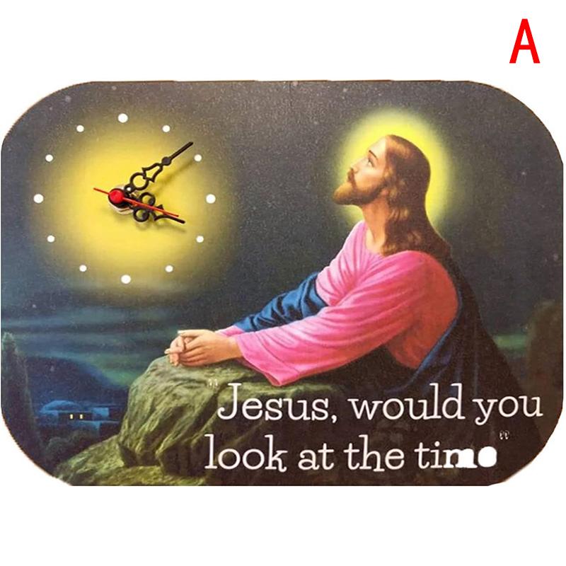 

Деревянные часы Иисус Христос, бесшумные, не тикающие, настенные часы, религиозные, молитвенные, настольные украшения, новинка, подарок, домашний декор