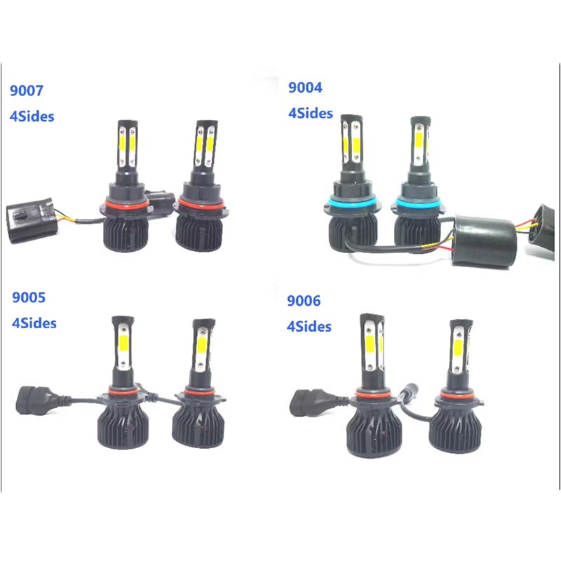 2PCS 4Sides LED Headlights For Car H11 H4 H7 9004 9005 9006 9007 H13 2Sides for H3 H1 H27 White Bulbs Auto Headlamp 4Faces 12V