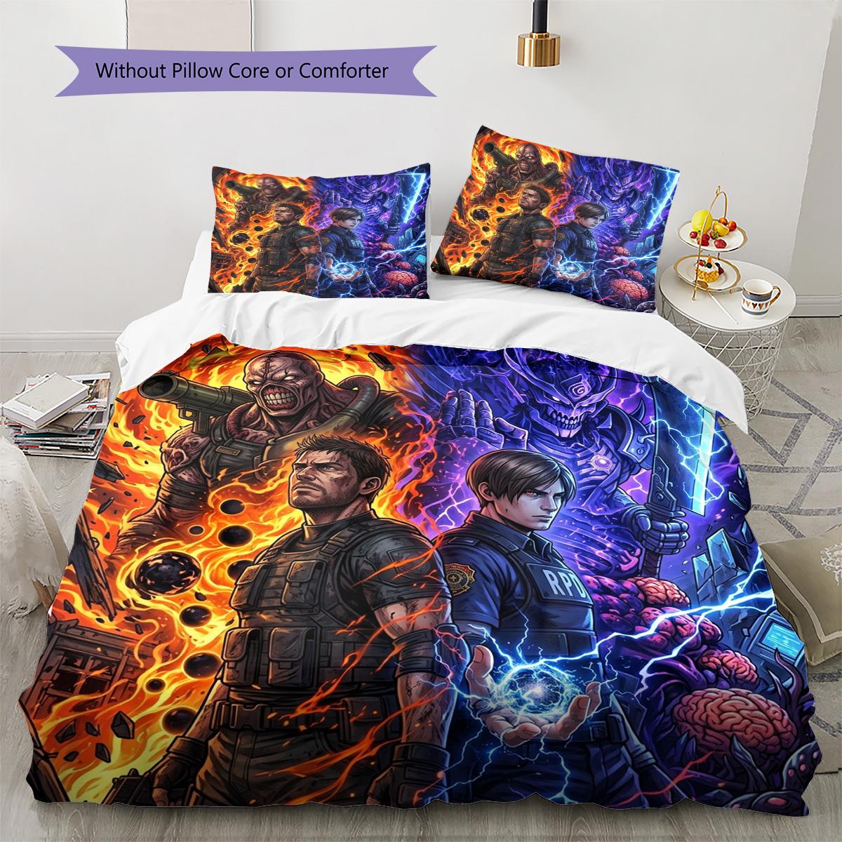 

Resident Evil Pattern Bedding Quilt Set Quilt Cover Pillowcase Home Decoration Birthday Gift (1 * duvet cover + 2 * pillowcase, without core) 135x200cm