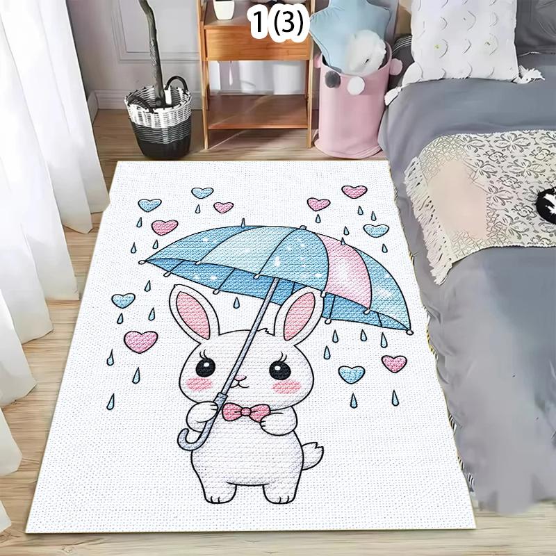 

Cute Rabbit Pattern Carpet Cartoon Animal Area Rug Soft Non-slip Floor Mat Sweet Girl Style Room Decor for Bedroom Living Room 40X60cm