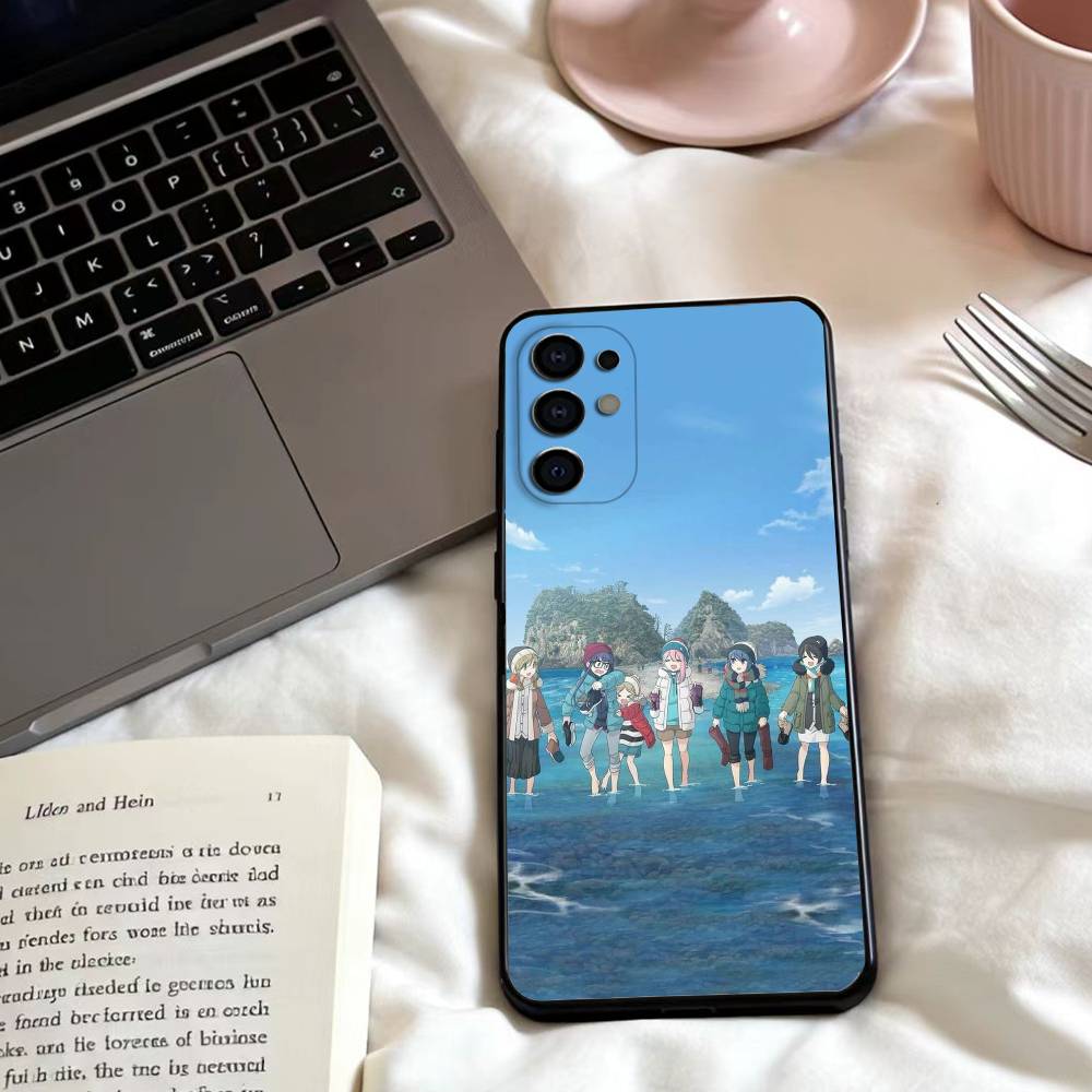 Anime Y-Yuru C-Camp  Phone Case For Samsung S25,24,23,22,30,21,10,9,Ultra,Plus,Lite,FE,4,5 G Soft Black Case