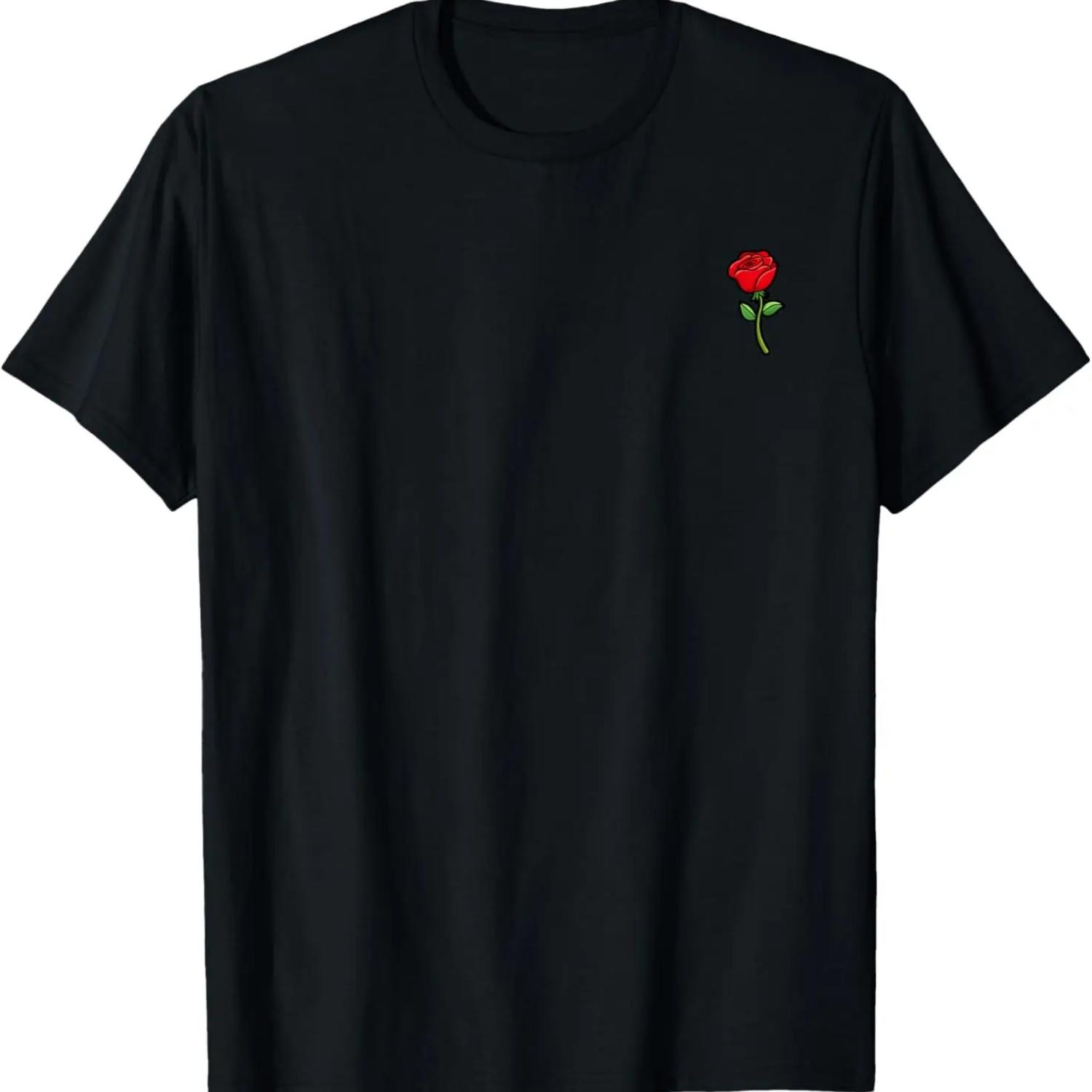

Rose Flower Pocket Corner Trendy Cute Tee T-Shirt S чёрный