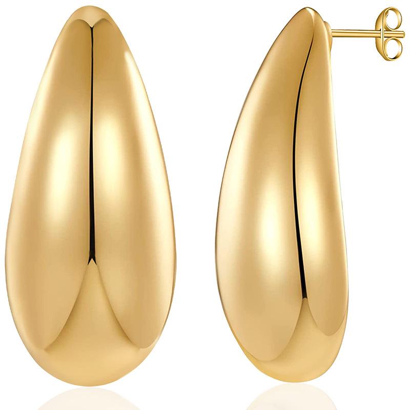 Dopamine Bestseller Stainless Steel Water Drop Gold Earrings for Women серебряный