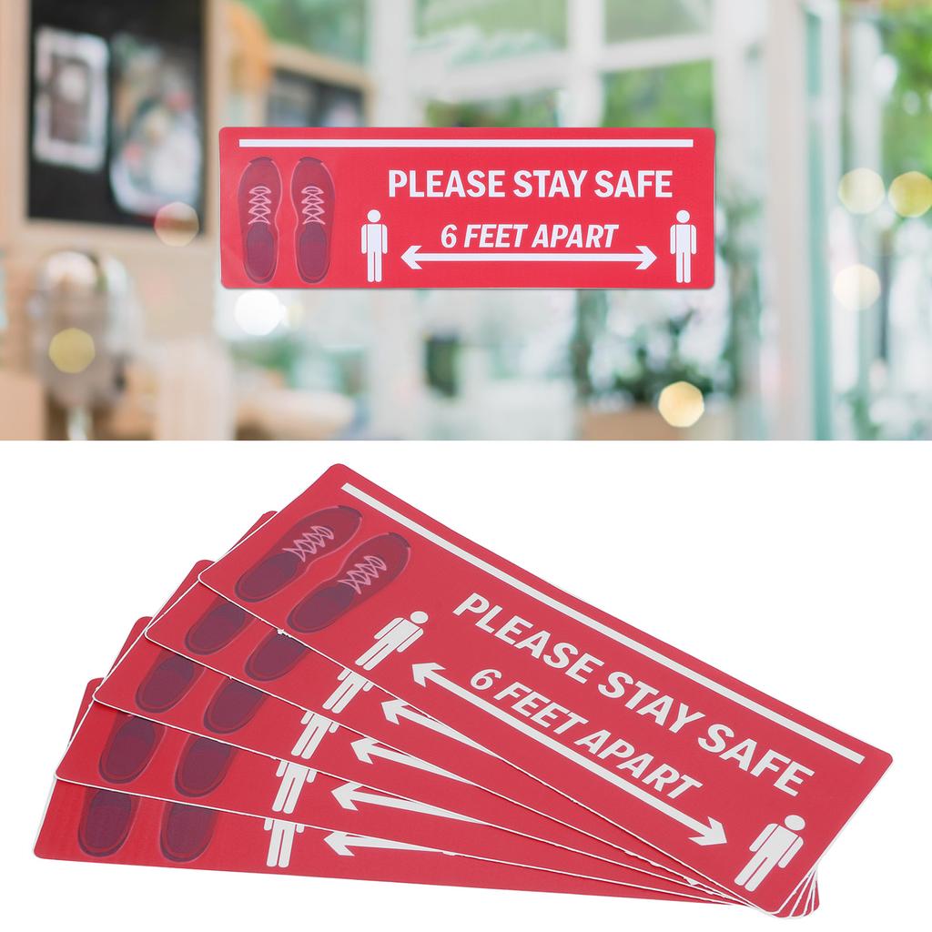2Set Floor Sticker Safety Distance Sign Marker Warning Decal for Store Hospital SchoolB006