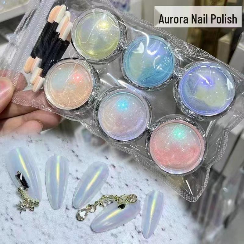 Aurora Pink Iridescent Heart Nail Jewelry Set (6 Colors)