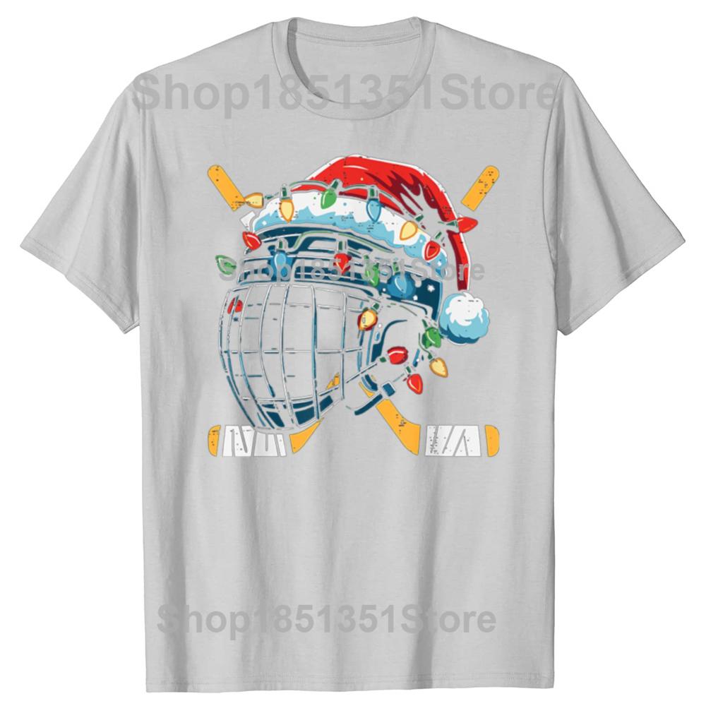 Funny Christmas Ice Hockey Xmas Graphic Tshirts Men Womens Fashion Casual Tshirt 100 Cotton Loose Oversized T Shirt