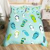 Flip Flops Soft Duvet Cover Quen Sized Dimensions Carton Beach Holiday Beding Set Children Kids Young Boys Young Girls Bedrom Decor Rainbow Flowers