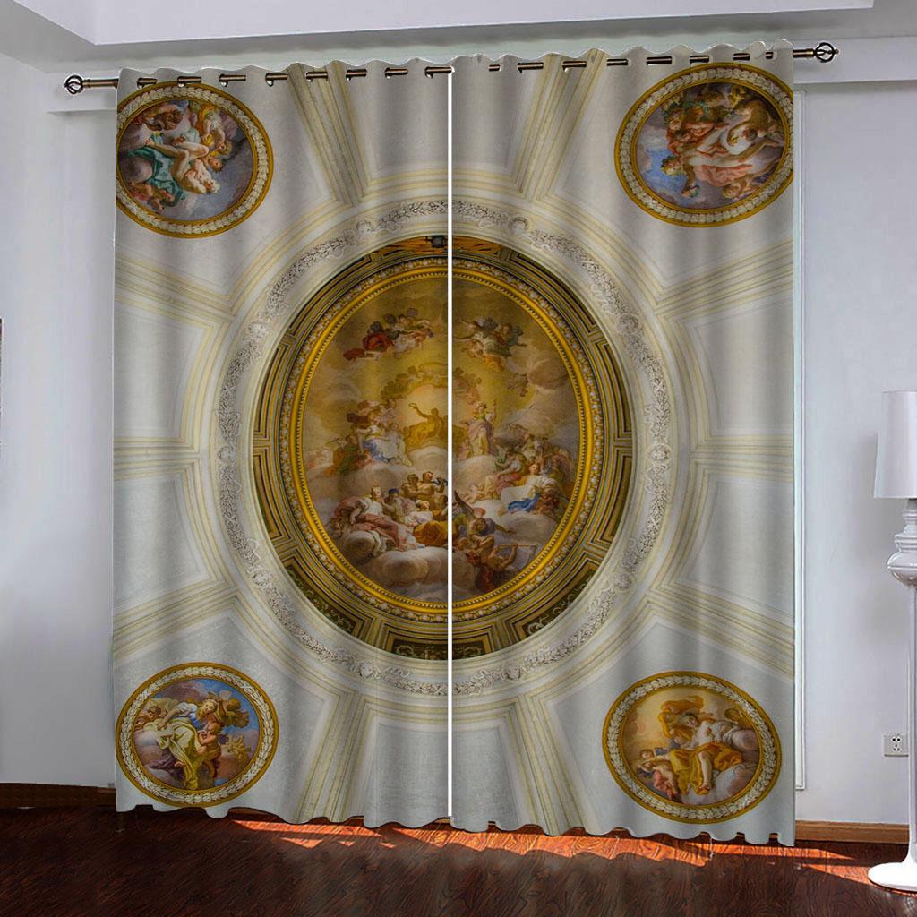 

European Classical Luxurious Gold Lightweight Darkening Window Panel Blinds Drapes for KidsBedroom Living Room Kitchen Door Home Decor 2Pieces W50 X H130(CM)X2&Grommet Top