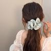 French Style Satin Scrunchie Hair Tie with Ruffle Edge Large Bow Hair Accessory for Women Elegant Luxurious Hair Band Stretchable Comfortable