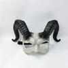 Halloween Goat Horn Half Face Mask With Distressed Crack Effect Costume Party Cosplay