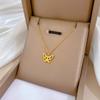 Titanium Steel Empty Butterfly Personality Minimalist Wind Furnace Real Gold Necklace Female Collarbone Chain With