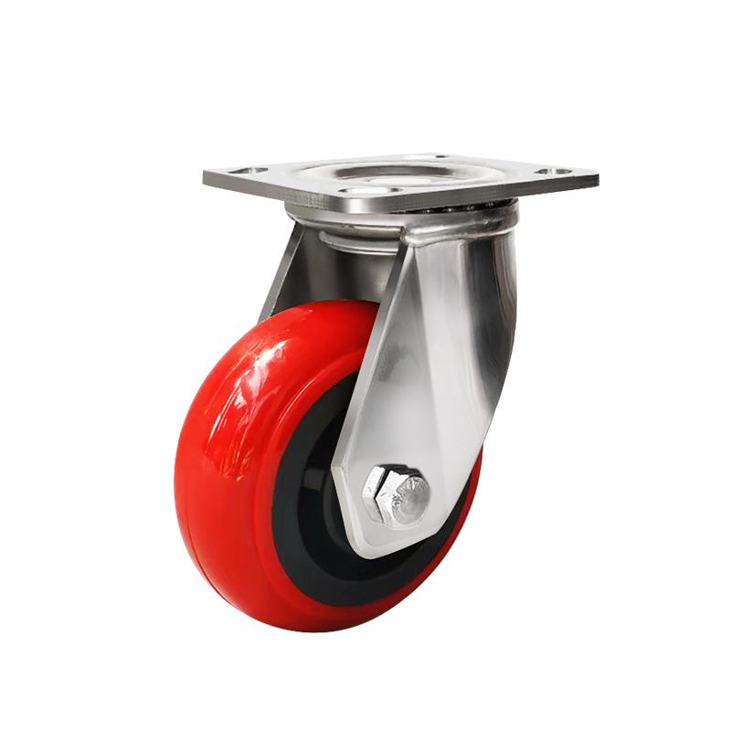 Heavy-Duty Stainless Steel Swivel Casters (4", 5", 6", 8") - Waterproof, Rustproof Polyurethane Wheels for Trolleys