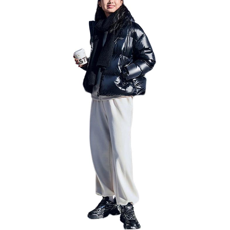 SAUCONY Logo Print Stand Collar Warm Loose Down Jacket Women Outerwear Black SC1220006-2