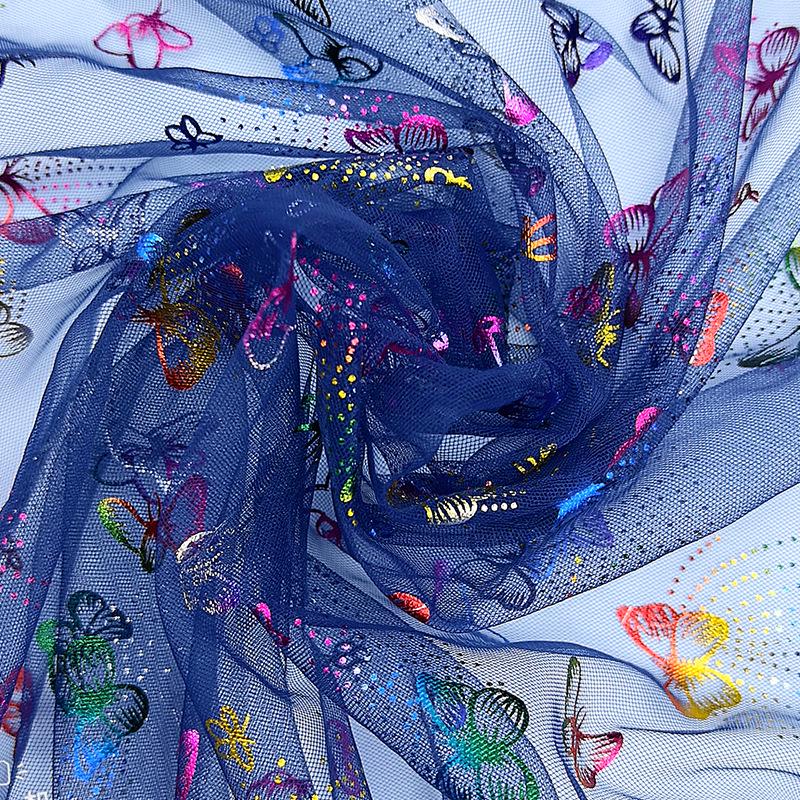 Seven-Color Hot Stamping Butterfly Mesh Fabric for Wedding Dresses, Evening Gowns, DIY Crafts, Women's and Children's Apparel Accessories